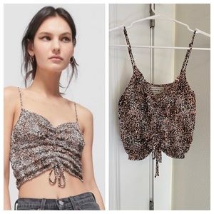 UO Cinched Cheetah/Leopard Crop Top